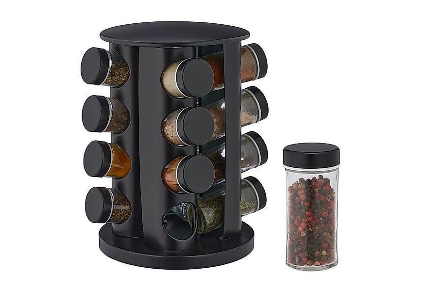 relaxdays Gewürzregal Gewürzkarussell mit 16 Gläsern günstig online kaufen