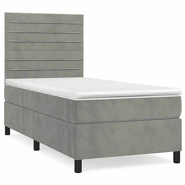 Vidaxl Boxspringbett Mit Matratze Hellgrau 100x200 Cm Samt günstig online kaufen