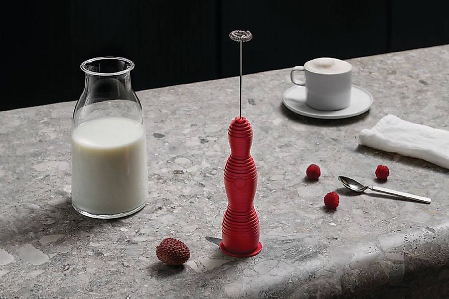 Pulcina Milchschäumer – elektrisch, rot, cremiger Milchschaum für Cappuccin günstig online kaufen