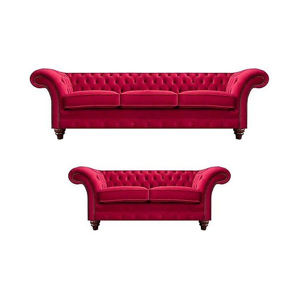 JVmoebel Sofa Designer Rote Chesterfield Couchen Moderne Polster Stoffsofas günstig online kaufen