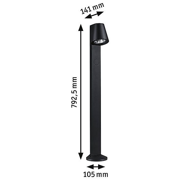 Paulmann LED Pollerleuchte »IP44 793mm 3000K 9W 700lm 230V 65° AnthrazitAlu günstig online kaufen