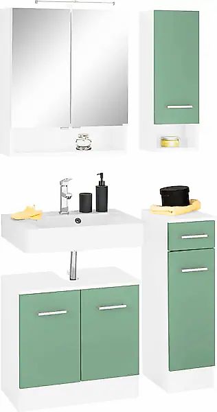 welltime Badmöbel-Set »Ribera«, (4 St.), Spiegelschrank, Waschplatz, Hänges günstig online kaufen