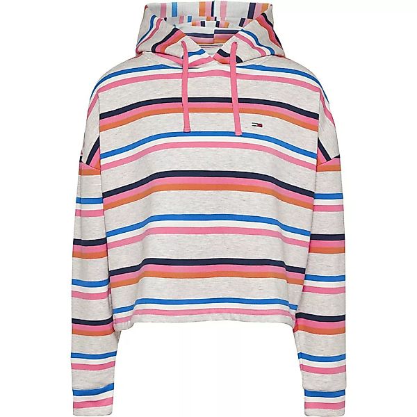 Tommy Jeans Boxy Crop Multi Stripe Kapuzenpullover M Silver Grey Heather / günstig online kaufen