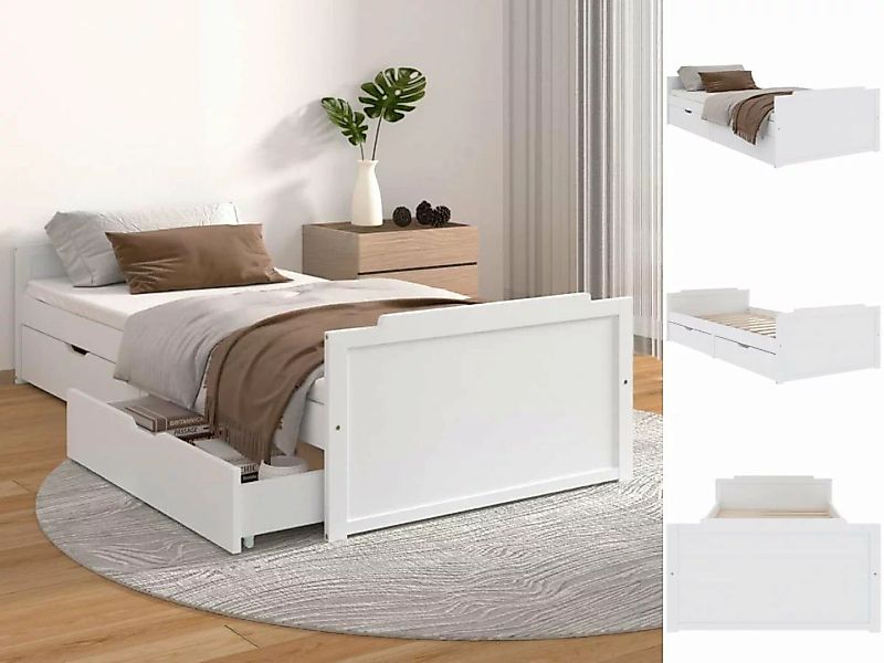 vidaXL Bettgestell Massivholzbett mit Schubladen Weiß Kiefer 90x200 cm Einz günstig online kaufen
