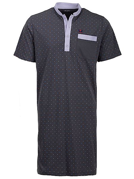 Henry Terre Nachthemd Nachthemd Kurzarm - Stehkragen mit Punkten günstig online kaufen