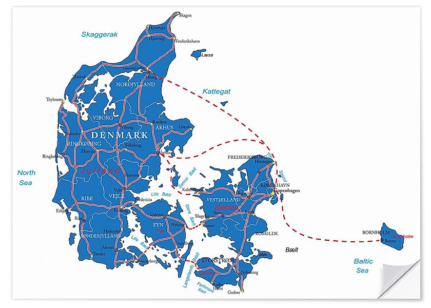 Posterlounge Poster Editors Choice, Dänemark Karte, günstig online kaufen