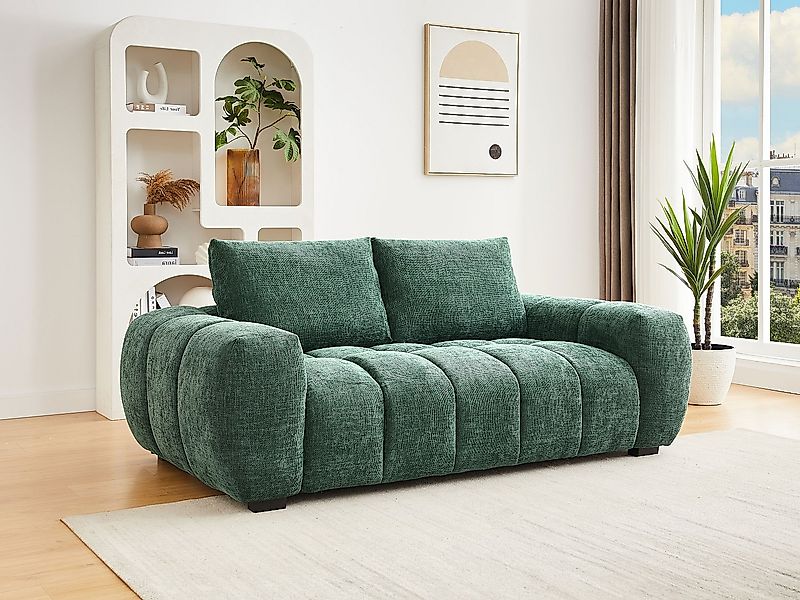 Sofa 3-Sitzer - Strukturstoff - Grün - BERENIA günstig online kaufen