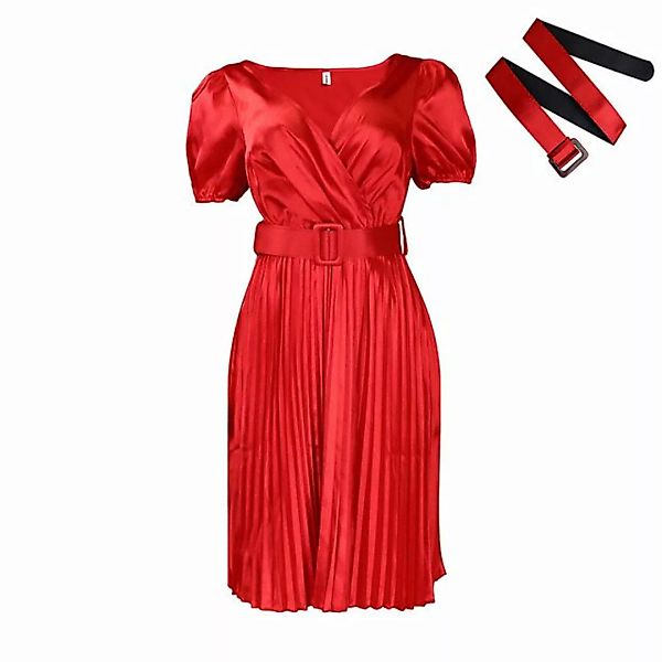ZWY Dirndl Tailliertes Kleid mit V-Ausschnitt und Falten Abendkleid Eleganz günstig online kaufen