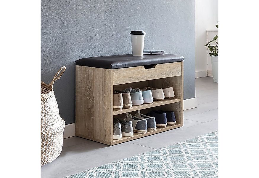 FINEBUY Schuhbank Schuhregal mit Klappdeckel und gepolstertem Sitz 60x30x40 günstig online kaufen