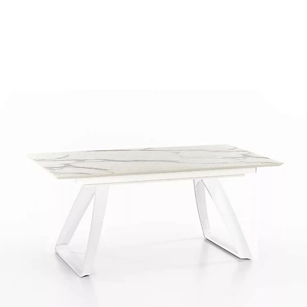 Tisch in Weiß und Hellgrau verlängerbar günstig online kaufen