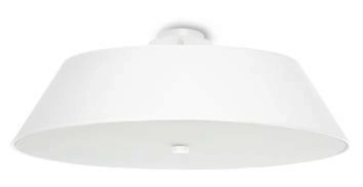 Deckenlampe Weiß Ø 60 cm 5x E27 blendarm Stoff Glas günstig online kaufen