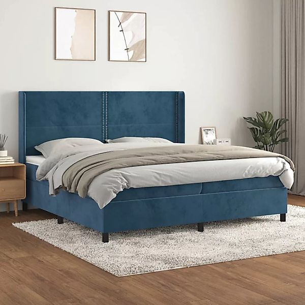 vidaXL Boxspringbett Boxspringbett mit Matratze Dunkelblau 200x200 cm Samt günstig online kaufen