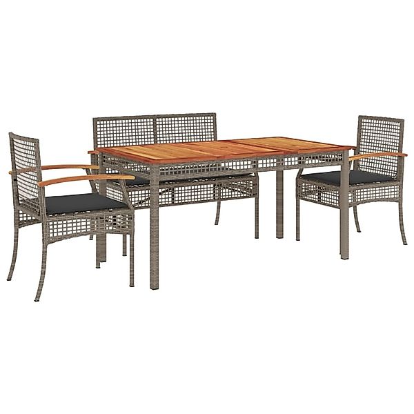 vidaXL 5-Tlg Garten-Essgruppe mit Kissen Grau Poly Rattan 3213577 günstig online kaufen