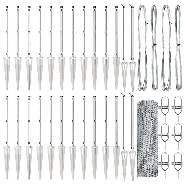 vidaXL Zaunpfosten Silber 50 x 0,6 m 13 mm Maschenweite Stahl 3353404 günstig online kaufen