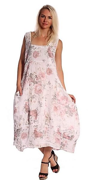 Charis Moda Sommerkleid Maxikleid Fiorella Rosa Leinen mit verdeckten Tasch günstig online kaufen