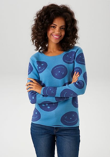 Aniston CASUAL Strickpullover, mit eingestrickten Smileys günstig online kaufen