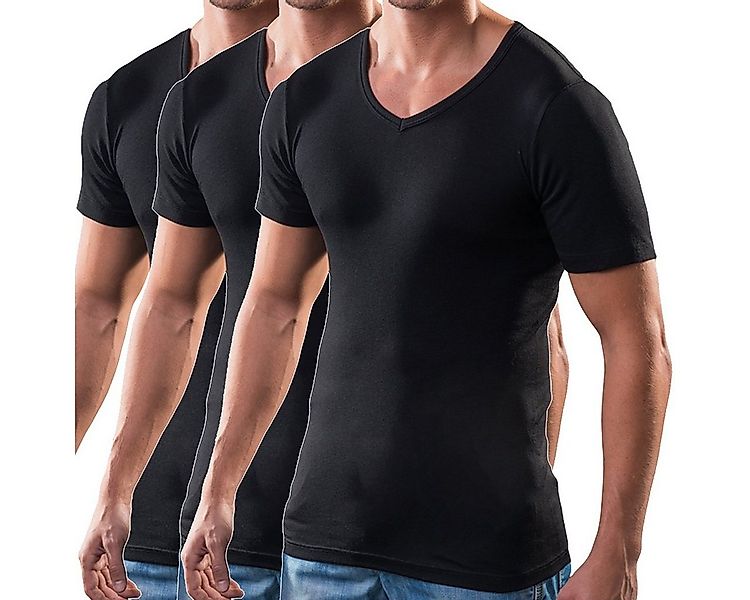 HERMKO Unterziehshirt 4880 3er Pack Herren kurzarm Business Shirt V-Neck 10 günstig online kaufen