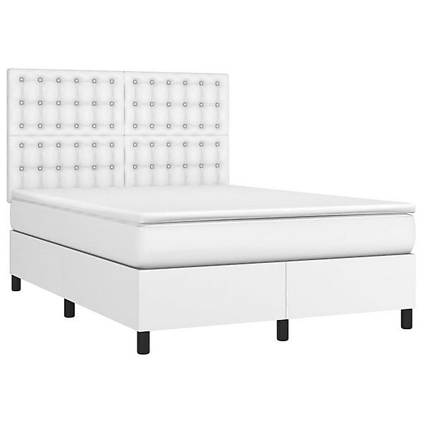 vidaXL Bett Boxspringbett mit Matratze Weiß 140x200 cm Kunstleder günstig online kaufen