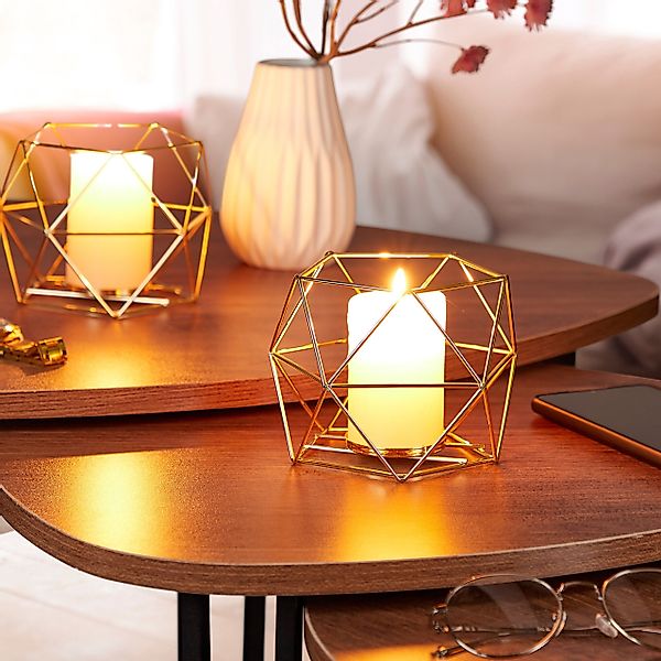relaxdays Teelichthalter Geometrischer Teelichthalter im 2er günstig online kaufen