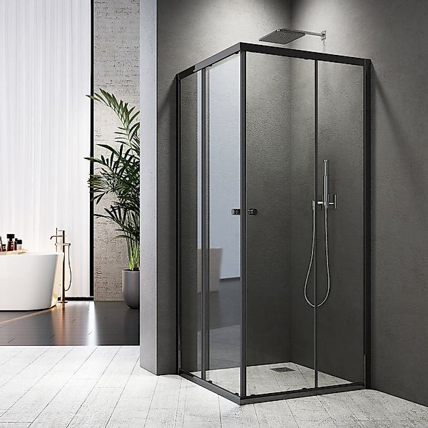 Boromal Eckdusche Duschkabine Schwarz Duschabtrennung 90x90 günstig online kaufen