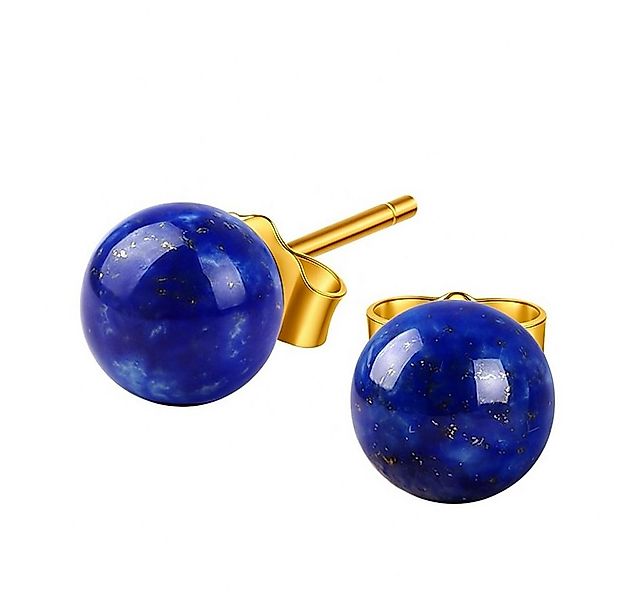 Runde Perlé Paar Ohrstecker kleine Ohrstecker mit natürlichem Lapis Lazuli, günstig online kaufen