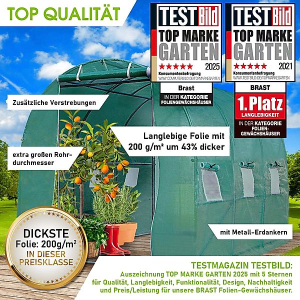 BRAST Foliengewächshaus mit Stahlfundament, 4 Größen, günstig online kaufen
