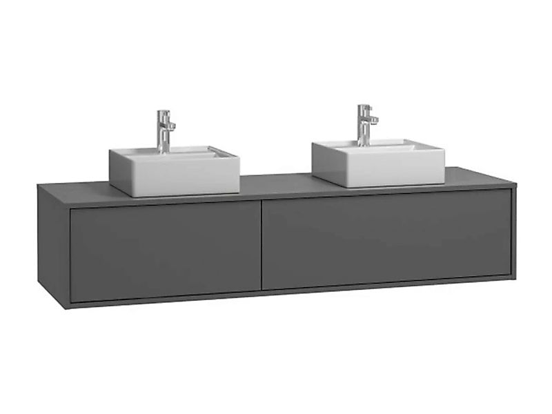 Waschbeckenunterschrank hängend mit Doppelwaschbecken - Anthrazit - L150 cm günstig online kaufen