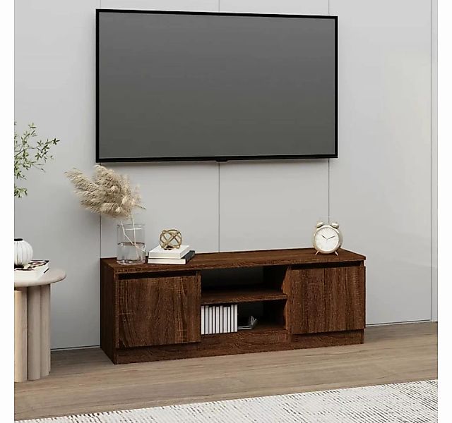 furnicato TV-Schrank mit Tür Braun Eichen-Optik 102x30x36 cm günstig online kaufen