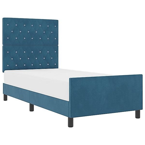 vidaXL Bett Bettgestell Dunkelblau 90x200 cm Samt (1-tlg) günstig online kaufen