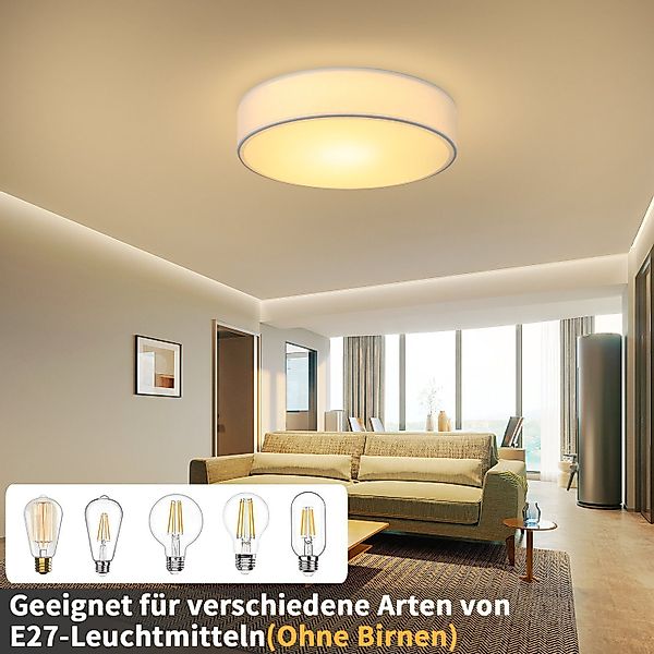 Nettlife Deckenleuchte Schwarz Stoffschirm Rund 30/38CM günstig online kaufen