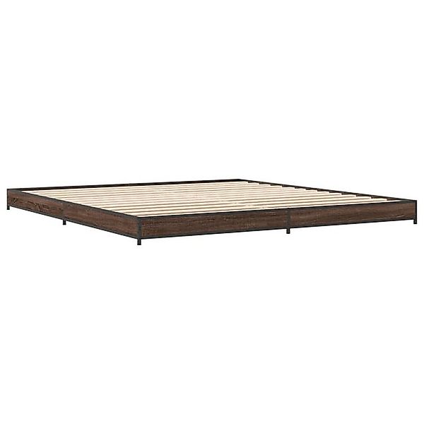 vidaXL Bett Bettgestell Braun Eichen-Optik 200x200 cm Holzwerkstoff Metall günstig online kaufen