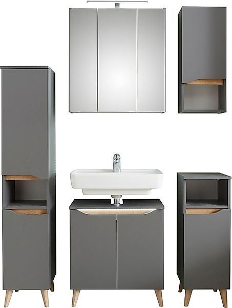Saphir Badmöbel-Set »Quickset 5-teilig, Waschbeckenunterschrank mit LED-Spi günstig online kaufen