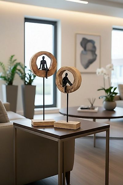MF Dekoobjekt Dekofiguren Denker im Ring aus Mangoholz und Aluminium schwar günstig online kaufen