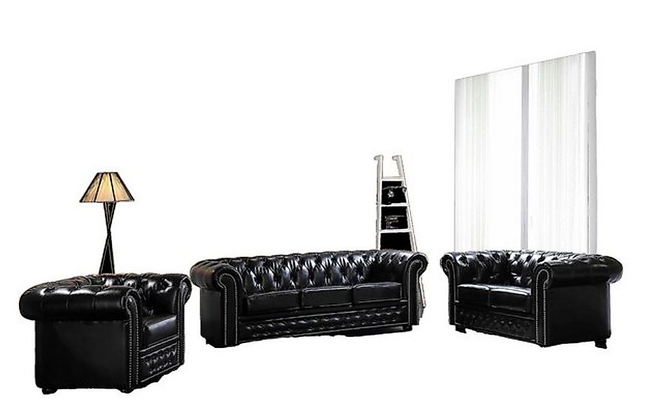 JVmoebel Sofa Chesterfield Couch Polster Sitz Komplett Set Garnitur Leder, günstig online kaufen