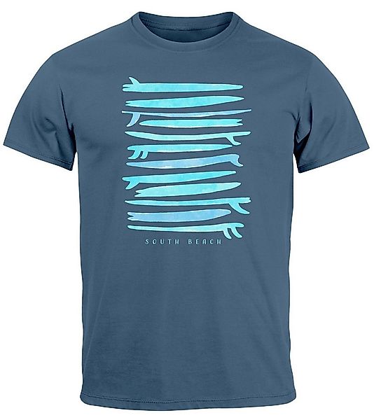 Neverless Print-Shirt Herren T-Shirt Surfboards South Beach California USA günstig online kaufen