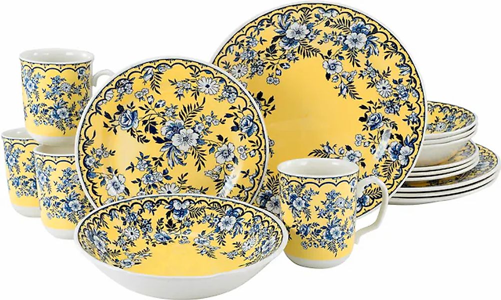 CreaTable Kombiservice Ming Flower gelb Steingut 16 tlg. günstig online kaufen