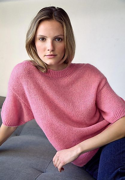 MORE&MORE Wollpullover Cape-Pullover, 3/4 Sleeve berry günstig online kaufen