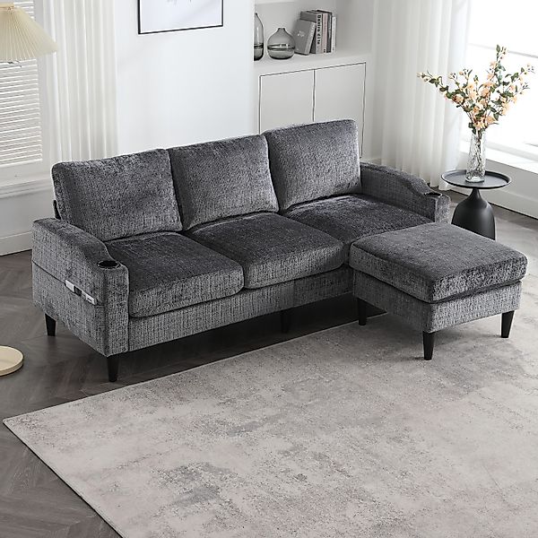 Odikalo 3-Sitzer Wohnzimmersofa Loungesofa mit Hocker günstig online kaufen