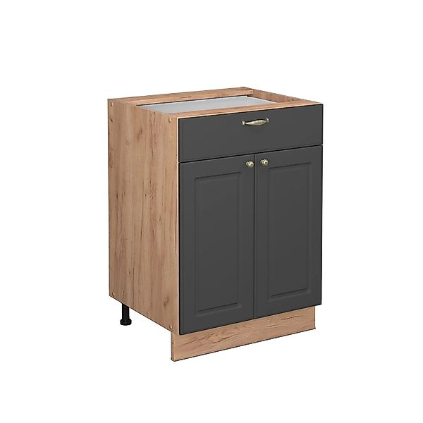 Vicco Küchenunterschrank Fame-Line Anthrazit-Gold/Goldkraft Eiche 60 cm mit günstig online kaufen