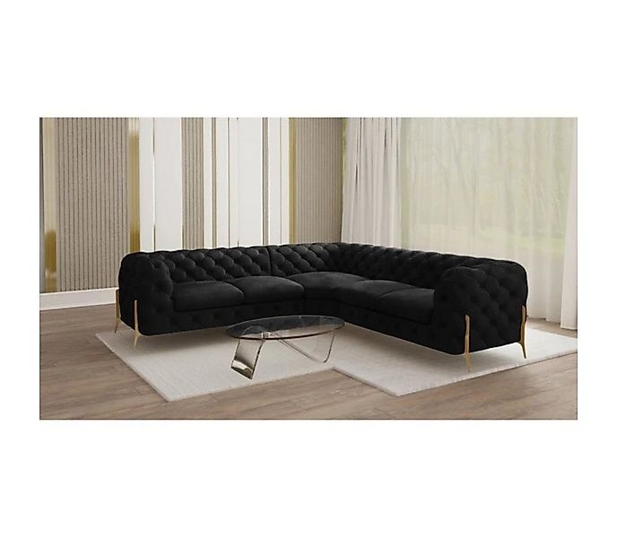 S-Style Möbel Ecksofa Ashley, Chesterfield mit Goldenen Metall Füßen, mit W günstig online kaufen