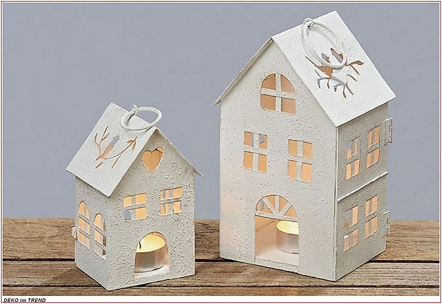 BOLTZE GRUPPE GmbH Kerzenlaterne Laterne Haus Metall weiß Struktur H18/13 c günstig online kaufen