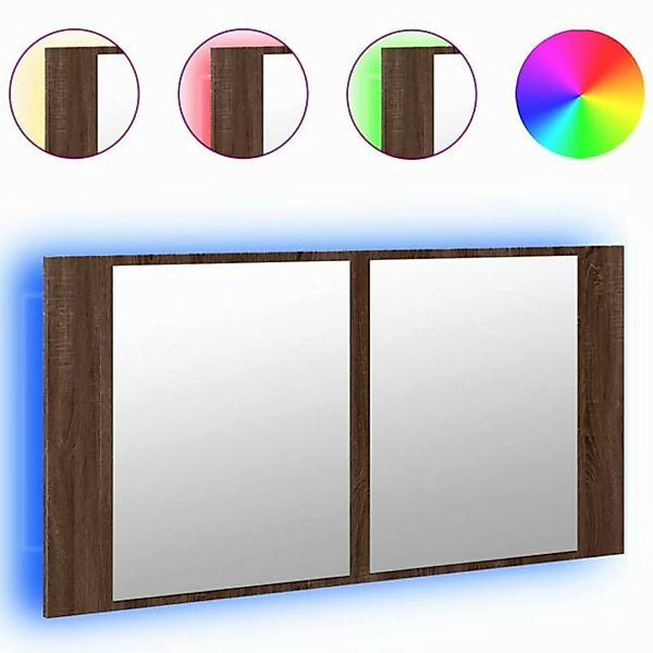 vidaXL Badezimmerspiegelschrank LED-Spiegelschrank Braun Eichen-Optik 90x12 günstig online kaufen