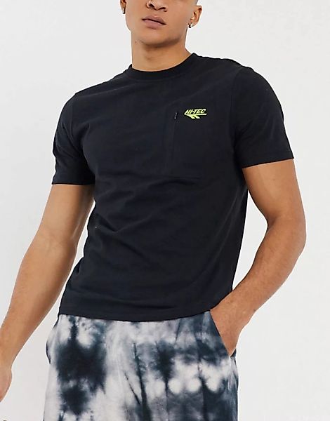 Hi-Tec – T-Shirt mit Reißverschlusstasche in Schwarz günstig online kaufen