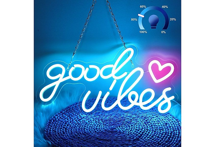 MUPOO LED Dekolicht Good Vibes Neon Schild Dimmbar,Blau/Rosa LED NeonLichte günstig online kaufen