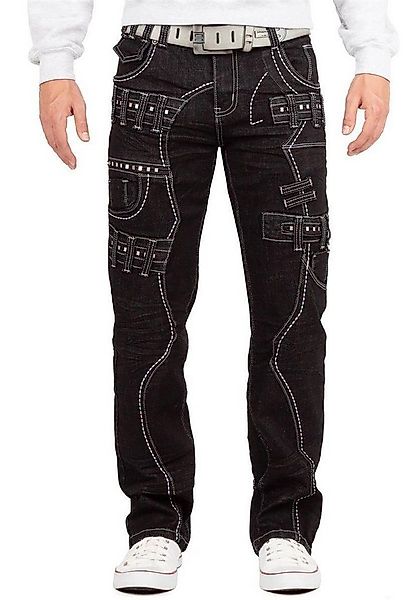 Kosmo Lupo 5-Pocket-Jeans Herren Regular Fit Hose Stonewashed KM8002 Black günstig online kaufen