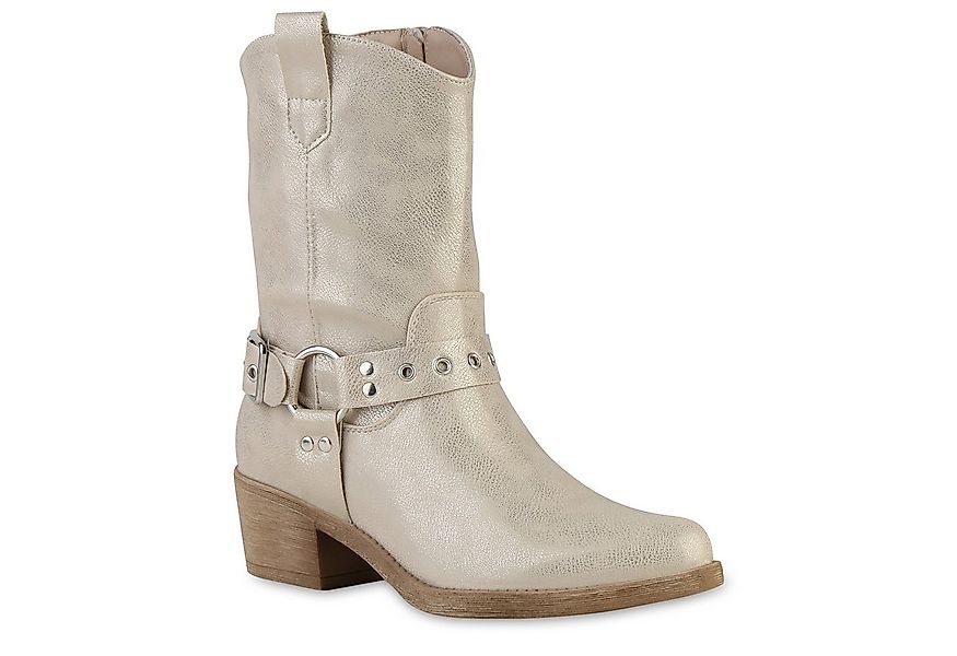 VAN HILL 841326 Cowboy Boots Damen Leicht Gefütterte Cowboy Boots Stiefelet günstig online kaufen