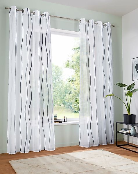 OTTO home Gardine "Dimona" Ösen 2 Stk. tlg. 2-er Set, transparent, Voile, P günstig online kaufen