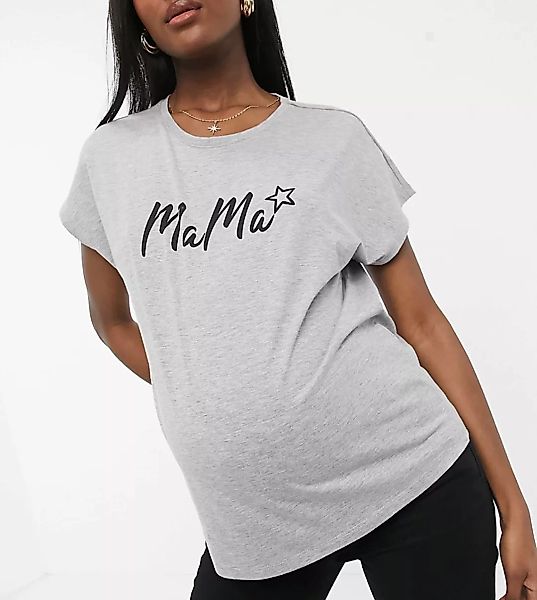GeBe Maternity – T-Shirt mit Mama-Slogan in Grau günstig online kaufen