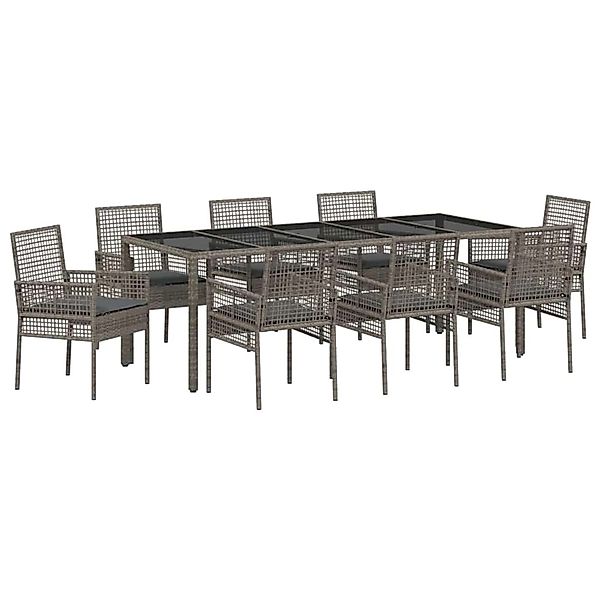 vidaXL Garten Essgruppe 9-Tlg Grau Poly Rattan 3334877 günstig online kaufen