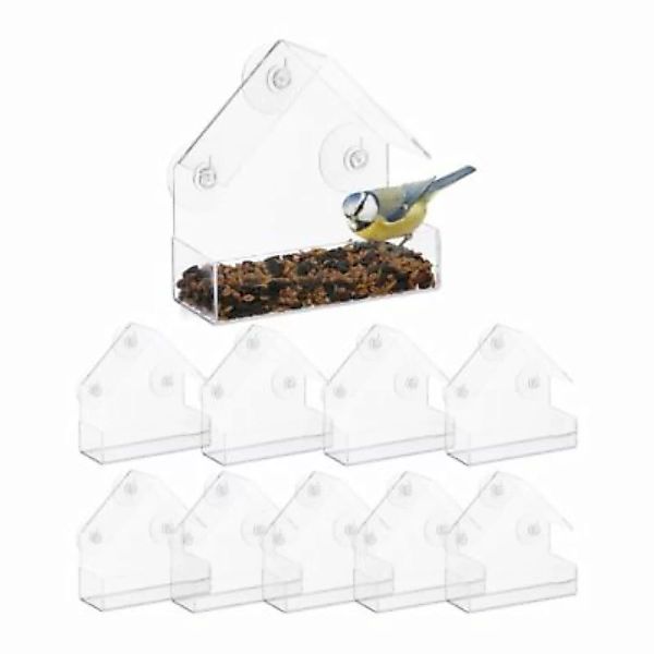 relaxdays 10 x Fenster-Vogelfutterhaus transparent günstig online kaufen